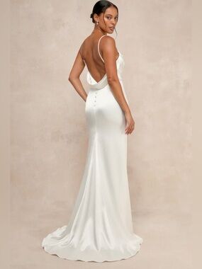NWT Lulus Satin Cowl Low Back White Wedding Dress XL
